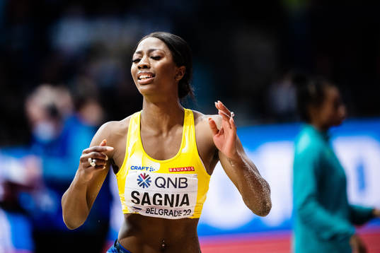 Khaddi Sagnia of Sweden looks dejected when competing in