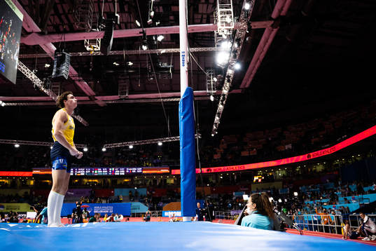 Armand Duplantis of Sweden celebrates when competing in