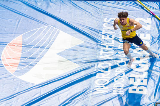 Armand Duplantis of Sweden celebrates
