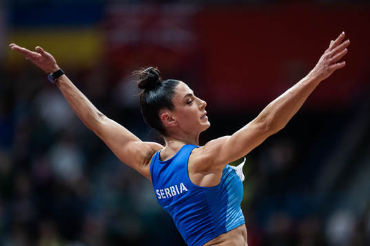 Ivana Vuleta of Serbia compete in women’s long jump