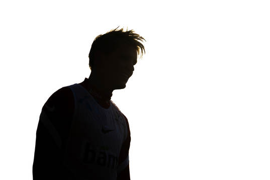 The silhouette of Martin Ødegaard of the Norwegian