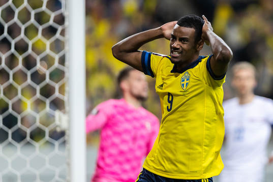 Alexander Isak of Sweden looks dejected