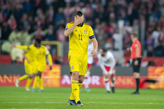 Zlatan Ibrahimovic of Sweden looks dejected