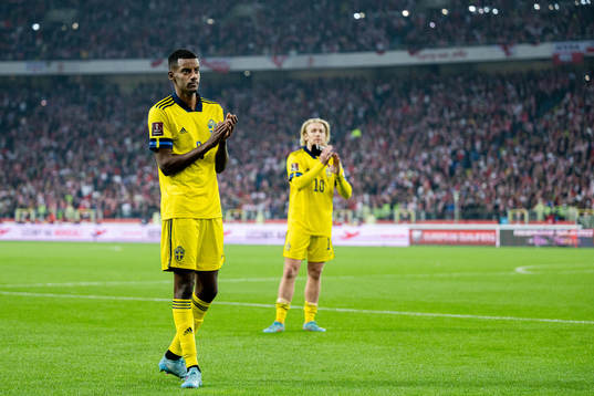Alexander Isak and Emil Forsberg of Sweden look dejected
