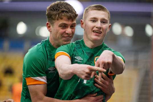 Ross Tierney of Ireland celebrates the 0-1 goal