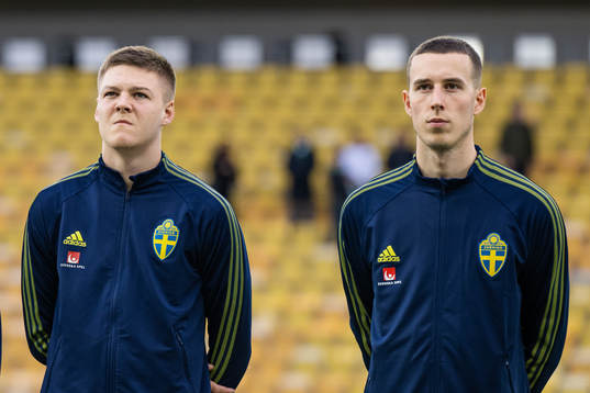 Jesper Tolinsson, Emil Holm and goalkeeper Samuel Brolin of