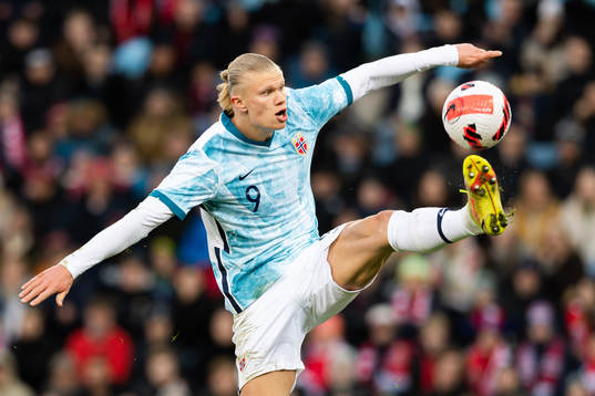 Erling Braut Haaland of Norway scores the 1-0 goal