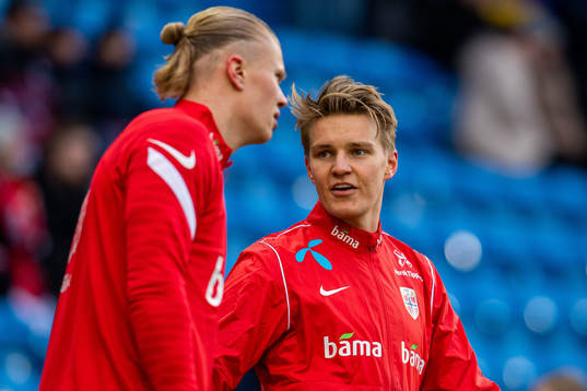 Martin Ødegaard and Erling Braut Haaland of Norway