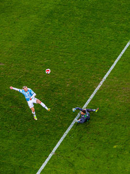 Erling Braut Haaland of Norway scores the 1-0 goal behind