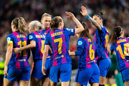 Caroline Graham Hansen of Barcelona celebrates the 2-2 goal