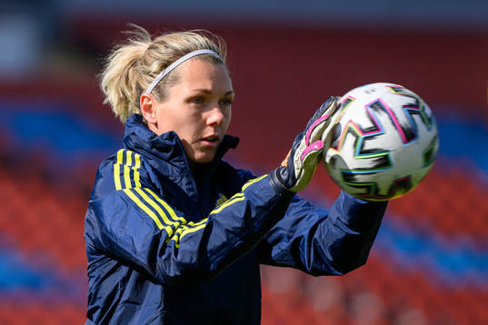 Goalkeeper Jennifer Falk of the Swedish women's national