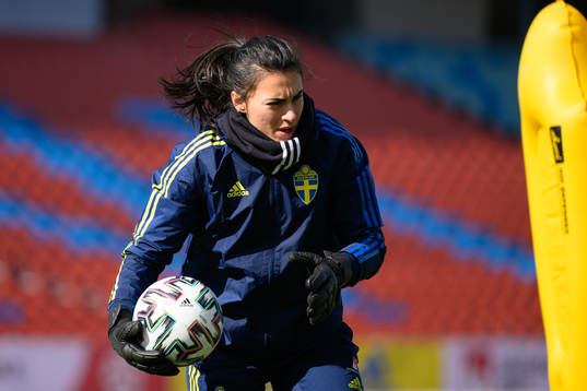 Goalkeeper Zecira Musovic of the Swedish women's national