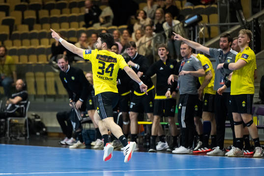 Sebastian Karlsson of Sävehof celebrates