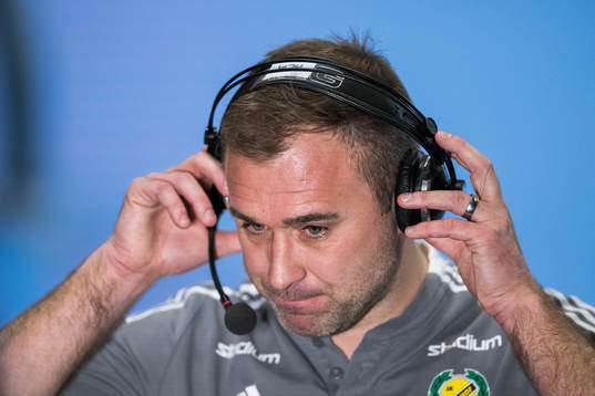 head coach Michael Apelgren of Sävehof is interviewed