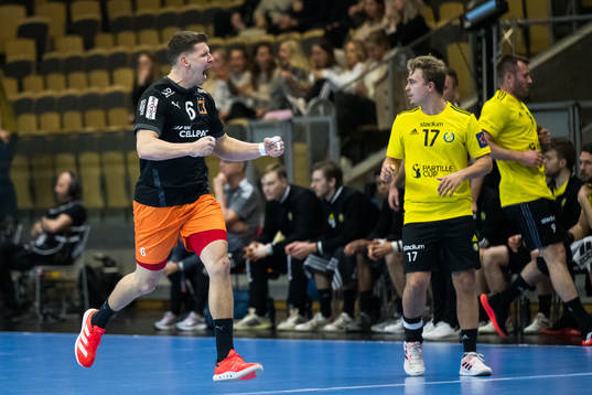 Dimitrij Küttel of Kadetten Schaffhausen celebrates