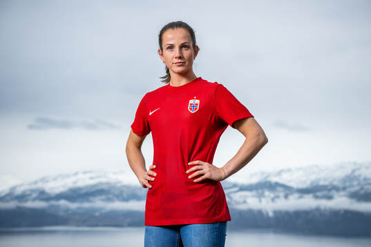 Tuva Hansen of the Norwegian national football team poses