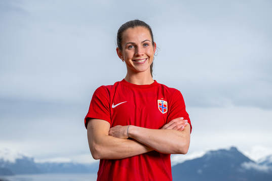 Tuva Hansen of the Norwegian national football team poses