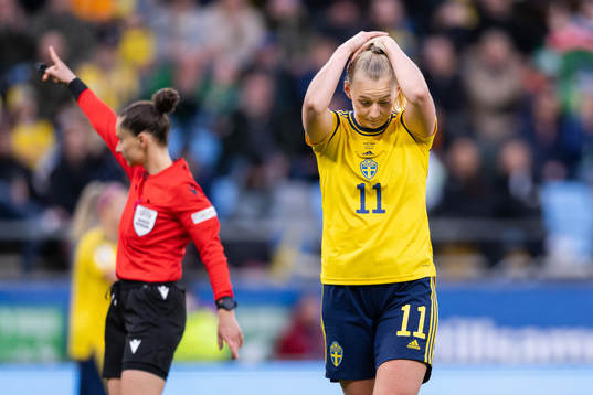 Stina Blackstenius of Sweden looks dejected
