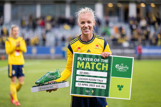 Caroline Seger of Sweden is awarded player of the match