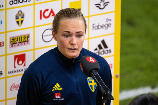 Magdalena Eriksson of Sweden is interviewed