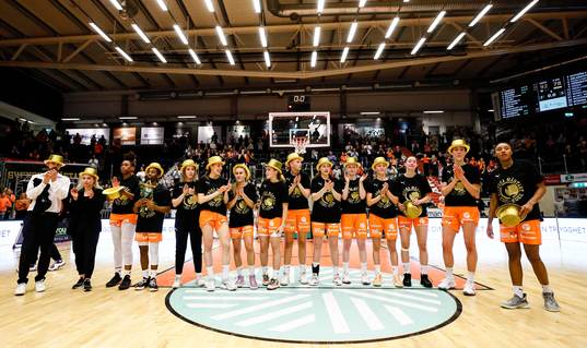 Norrköpings tränare och spelare jublar
