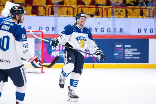 Sami Vatanen of Finland looks dejected