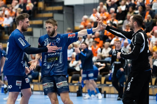 Skövdes Rex Blom, Fredrik Mossestad och målvakt Fabian