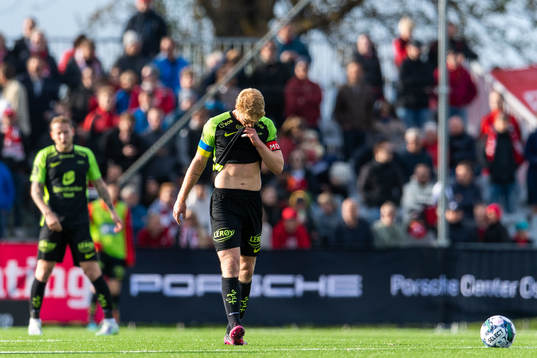 Sivert Heltne Nilsen of Brann looks dejected