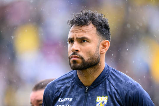 IFK Göteborgs Warner Hahn vid lineup innan fotbollsmatchen