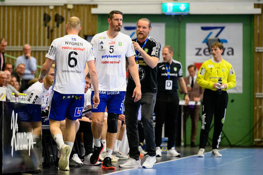 Ystad IFs Kim Andersson och tränare Oscar Carlén