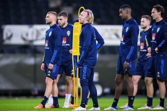 Emil Forsberg, Alexander Isak and Hjalmar Ekdal of the