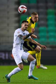 Petar Stojanovic of Slovenia and Ludwig Augustinsson of