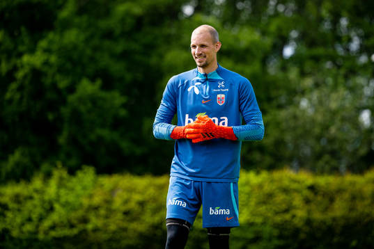 Goalkeeper André Hansen of the Norwegian national football