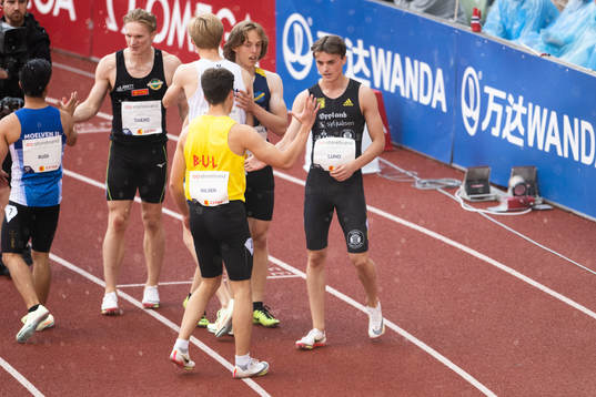 Jørgen Evensen Lund of Norway celebrates