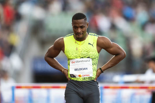 Wilhem Belocian of France looks dejected when competing in