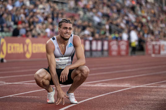 Wilfried Happio of France looks dejected