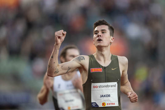 Jakob Ingebrigtsen of Norway celebrates