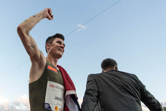Jakob Ingebrigtsen of Norway celebrates