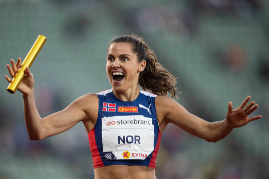 Amalie Iuel of Norway celebrates