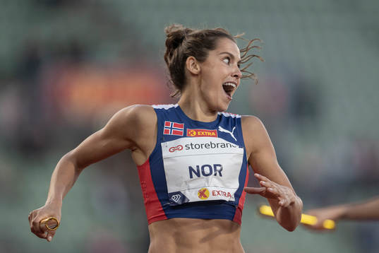 Amalie Iuel of Norway celebrates