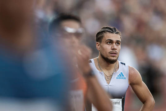 Wilfried Happio of France looks dejected