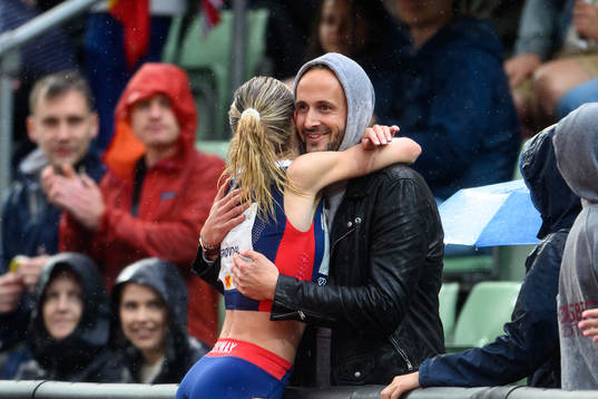 Karoline Bjerkeli Grøvdal of Norway celebrate with her
