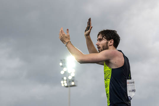 Pål Haugen Lillefosse of Norway celebrates when competing