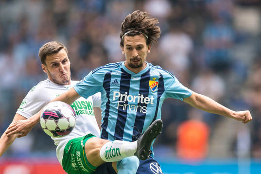 Hammarbys Jeppe Andersen och Djurgårdens Gustav Wikheim