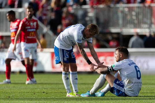 IFK Norrköpings Ari Freyr Skulason och Linus Wahlqvist