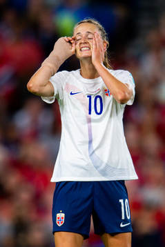 Caroline Graham Hansen of Norway looks dejected