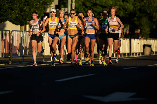 Carolina Wikström and Hanna Lindholm of Sweden compete in