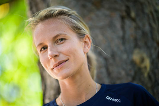 Sarah Lahti of the Swedish national athletics team poses