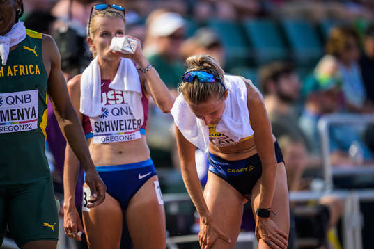 Sarah Lahti of Sweden looks dejected