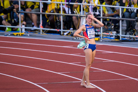 Hedda Hynne of Norway looks dejected